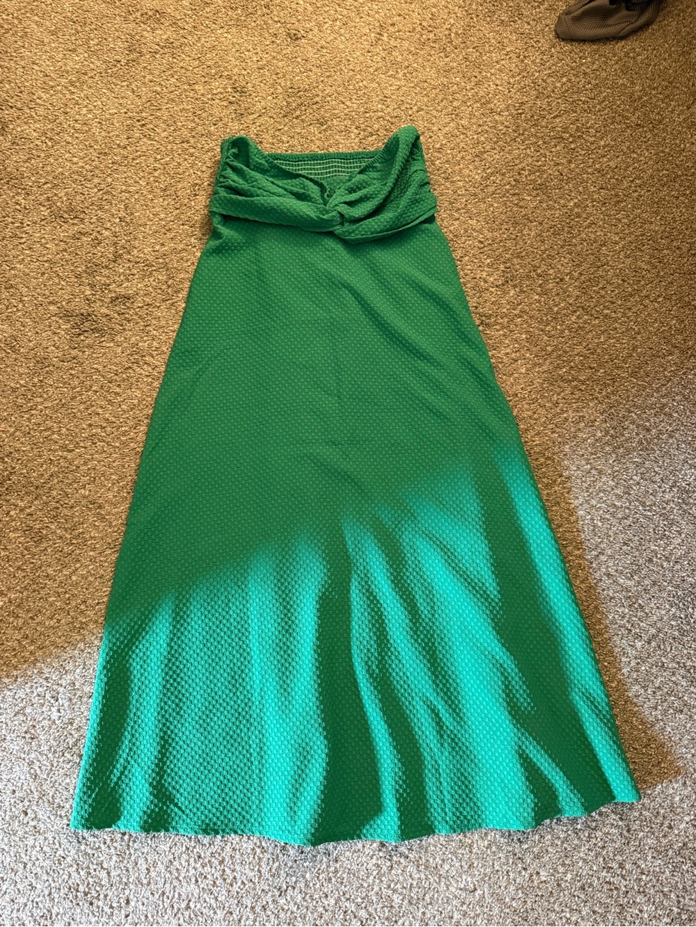 Green Strapless Knit Maxi Dress